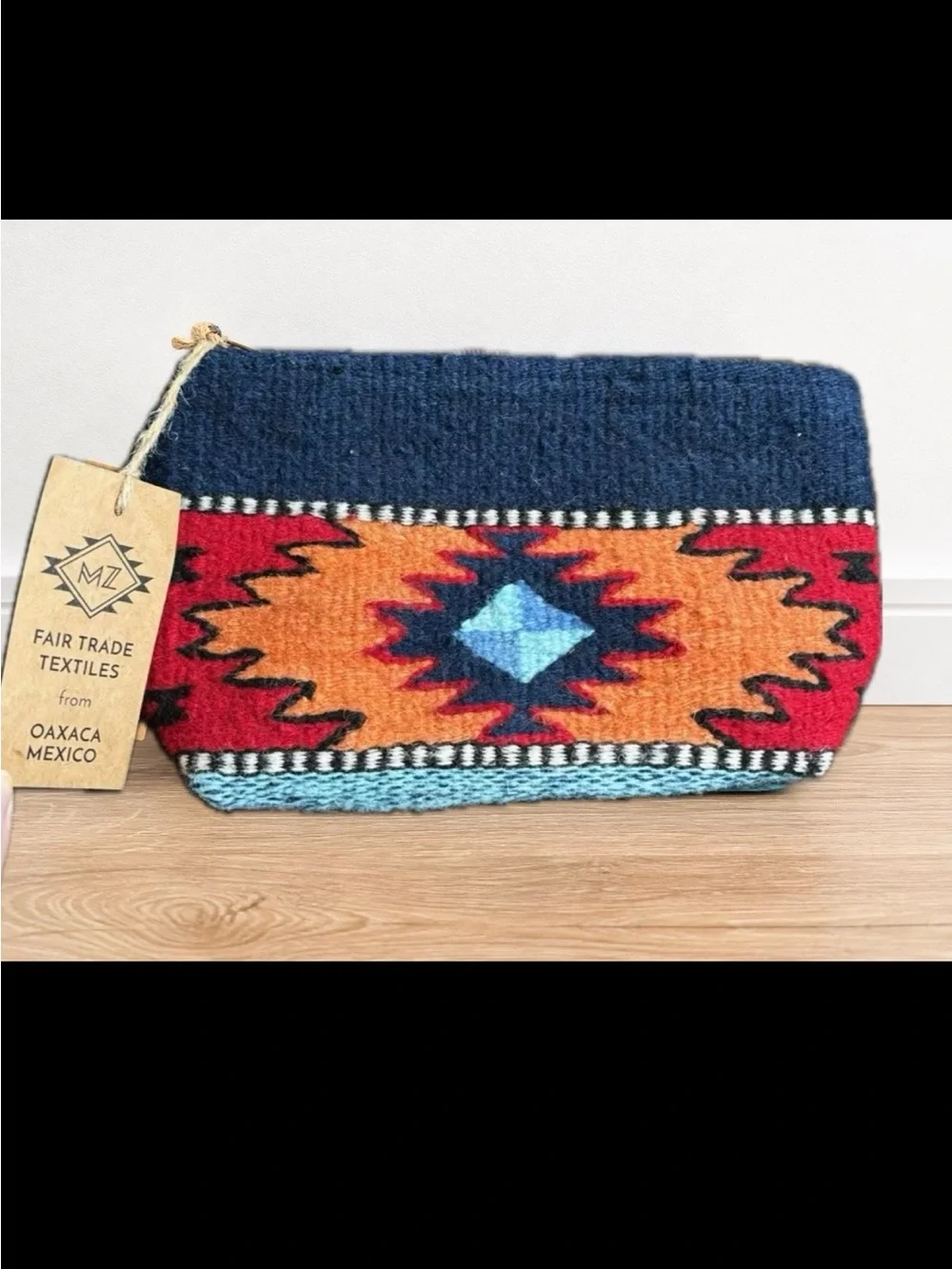 MZ Oaxaca Mexico Fair Trade Handwoven Textile Zip Pouch Boho Aztec Tribal Native